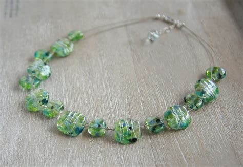 Recycled Glass Bead Necklace Made From A Wine Bottle