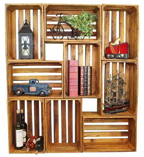 quickway imports stackable antique style wooden crates decorative shelving cheap diy home