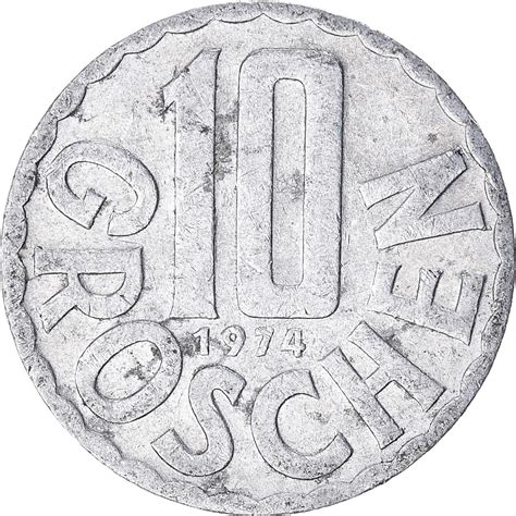 Coin Austria 10 Groschen 1974 European Coins