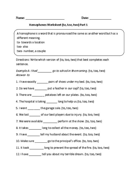 Printable Language Worksheet