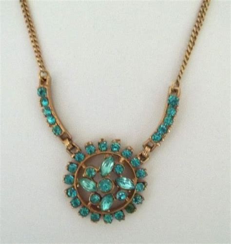 Vintage Aqua Blue Rhinestone Necklace Reserved For Gcomley Etsy