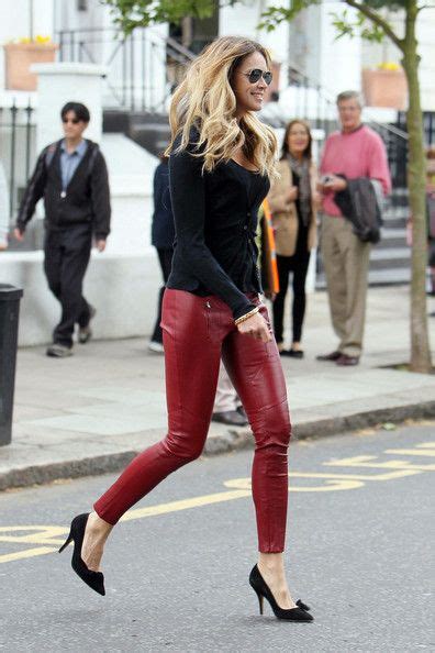elle macpherson red leather trousers leather pants outfit leather fashion shiny leggings