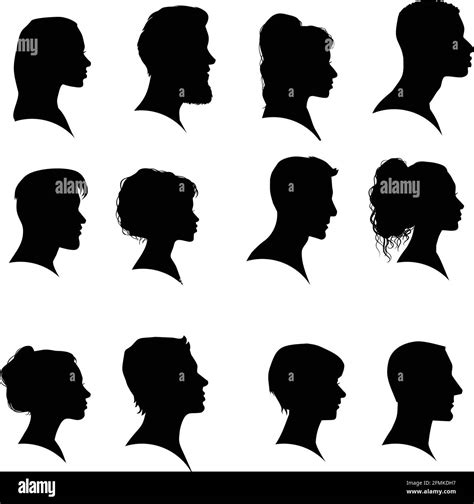 Female And Male Profiles Head Silhouettes And Hairstyles Isole Vector