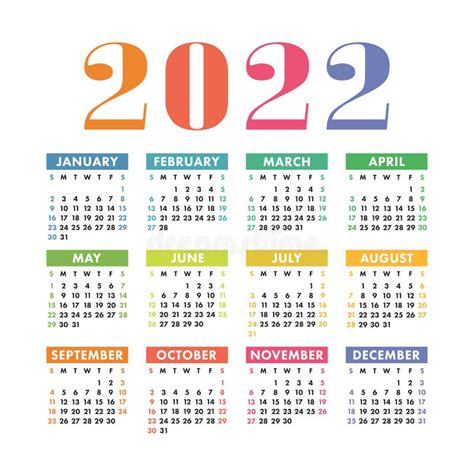 Calendario 2022 2023 2024 2025 2026 Y 2027 Año Establecido Vector