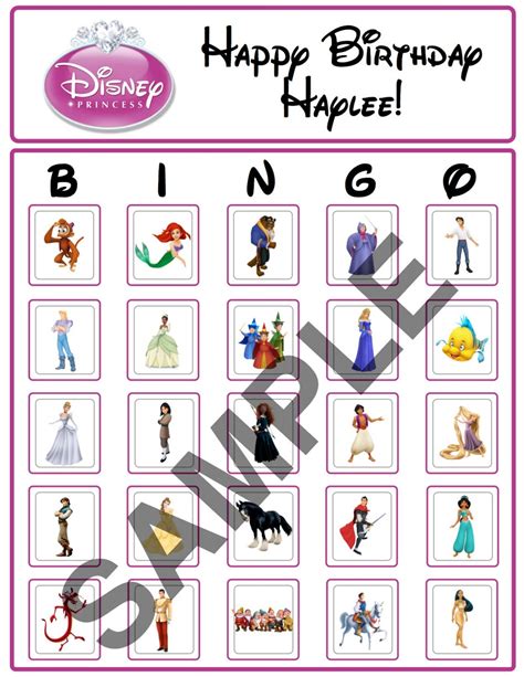 Bingo Disney Princess Party Game Etsy