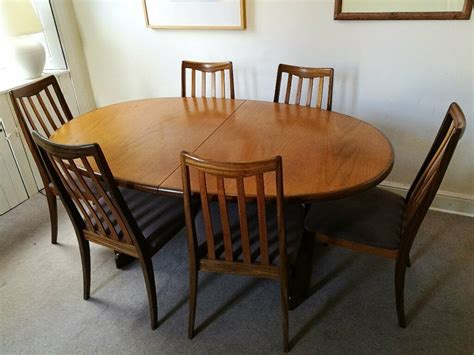 Vintage G Plan Fresco Oval Extending Teak Dining Table And Six Chairs