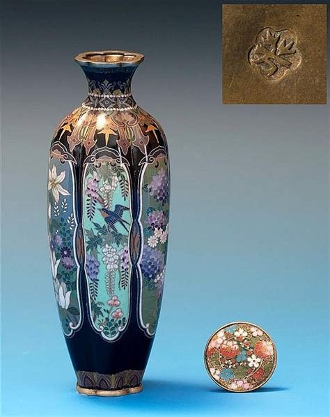 Lot A Fine Japanese Cloisonné Vase By Teitaro Kumeno Meiji Period Of Very Slender