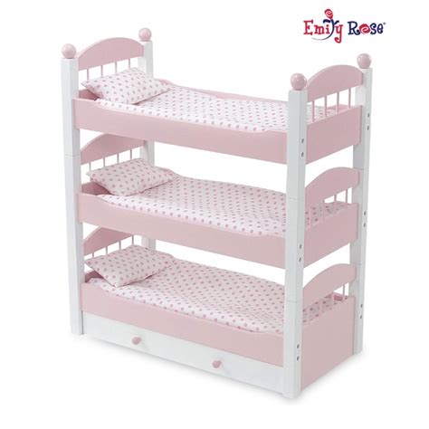 Emily Rose 18 Inch Doll Stackable Bunk Bed Triple Bunkbed 18 Doll