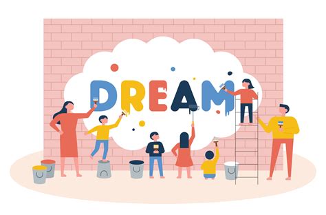 Children Painting The Word Dream On A Wall 666808 Vector Art At Vecteezy