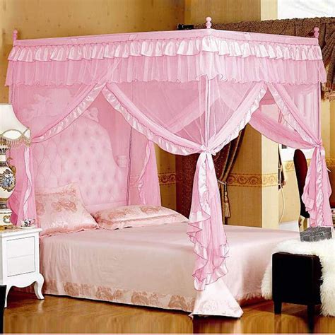 Mengersi Pink Kids Princess Bed Canopy For Little Girls Toddler Twin