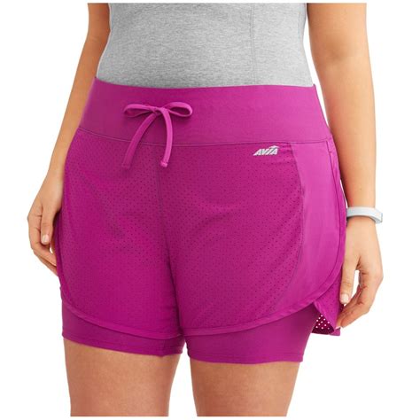 Avia Womens Plus Size Active Perforated Running Short With Built In