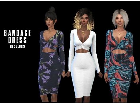 The Sims 4 Bandage Dress By Leosims Sims Sims 4 Sims 4 Clothing
