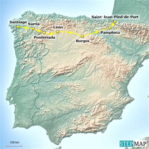 Stepmap Camino Frances 3 Landkarte Für Spain