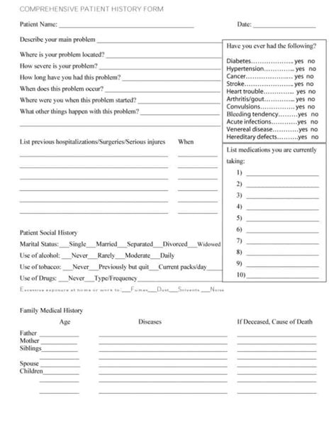 67 Medical History Forms Word Pdf Printable Templates For History Of