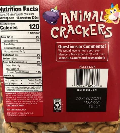 Two Jugs 10 Pounds Members Mark Animal Crackers 5 Lbs Cookie Biscuit