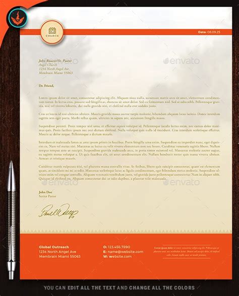 Use this accessible template to create personal stationery for a letter with a fresh look when an email won't do. Letterhead Template Free Church Letterhead Examples : 42 Printable Church Letterhead Template ...