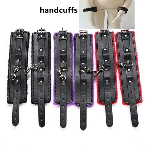 Bdsm Sexy Adjustable Pu Leather Plush Handcuff Ankle Cuff Restraints