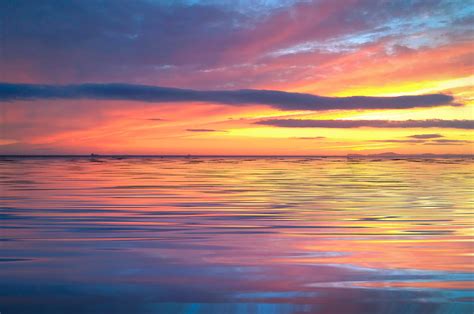 Beach Sunset Reflection Ocean Clouds Waves Photos