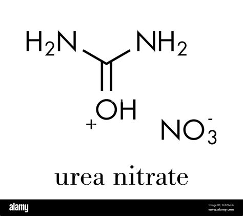 urea nitrate high explosive molecule prepared by reacting urea with nitric acid and commonly