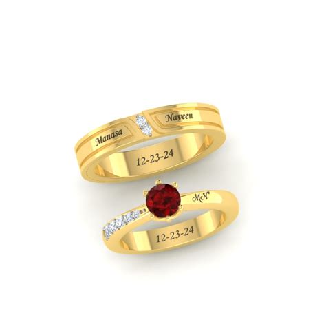 Name Engraved Gold Rings Wedding Couple Rings Wedding Rings Platinum