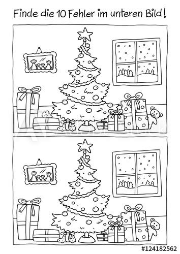 Rätsel und ausmalvorlage in einem. Fehlerbild Weihnachten - kaufen Sie diese Illustration und ...