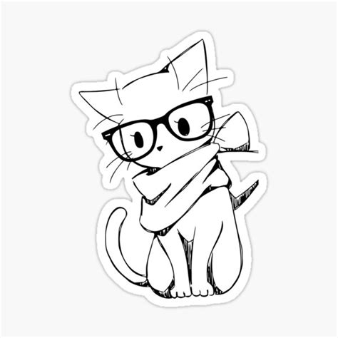 Hipster Kitty Sticker By Kgoprintables Redbubble