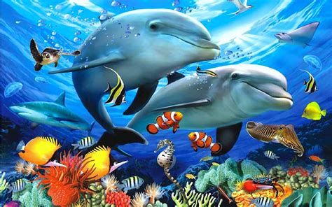 Animals Fish 1080p Paintings Art Sea Waves Exotic Sip