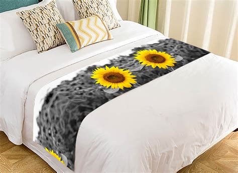 Ykcg Sunflower Artwork Bed Runner Bedding Scarf Size 20x95 Inches