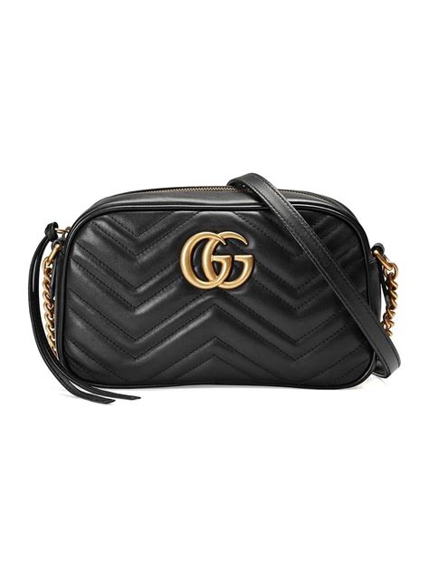 Gucci Leather Gg Marmont Matelassã© Shoulder Bag In Black Leather