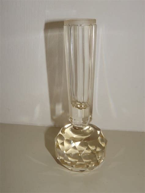 Vase Vintage Lead Crystal Cut Glass Bud Vase Pale Gold Flower