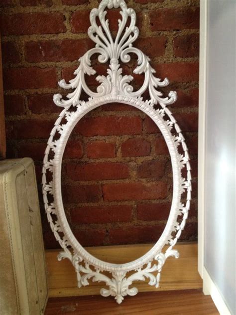 Hollywood Regency Rococo Frame Oval Large Lacquer White Ornate Etsy