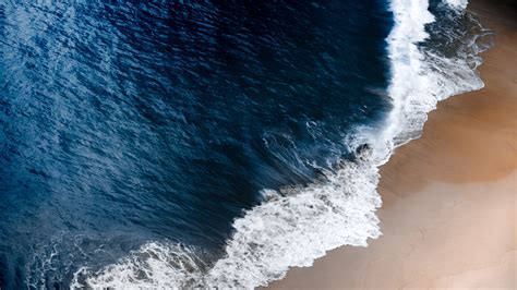 Wallpaper For Computer Aerial View Of Dark Blue Sea With White Wave