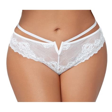 Lacy Line Lacy Line Sexy Strappy Lace Thong With Plunging V Detail