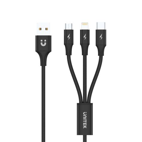 3 In 1 Usb A To Usb C Micro Usb Lightning Multi Charging Cable — Unitek