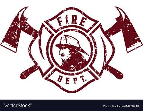 Grunge Emblem Of Fire Department With Fireman Vector Image
