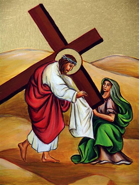 Szymon z cyreny pomaga dźwigać krzyż jezusowi stacja vi: Droga Krzyżowa z bł. Alfonsem M. Mazurkiem - Karmel.pl