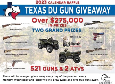 2023 Gun Giveaway Calendars Fort Worth Ducks Unlimited