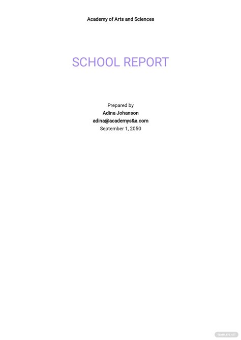 School Report Template Free Formats Excel Word