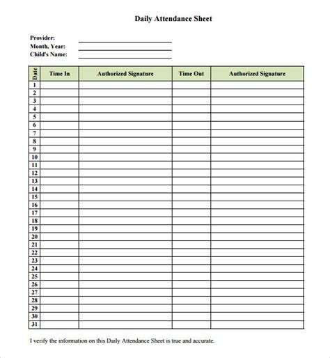 Free 8 Sample Attendance Chart Templates In Ms Word Excel Pdf Time
