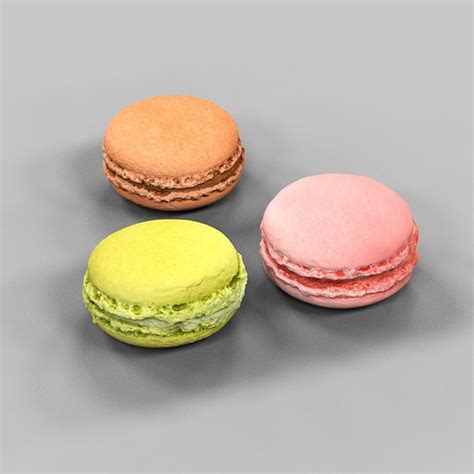 3d Model 3 Macarons Pink Brown Green Vr Ar Low Poly Cgtrader