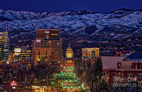 Downtown Boise Idaho Cityscape At Night 2 Photograph By Kevin Lester