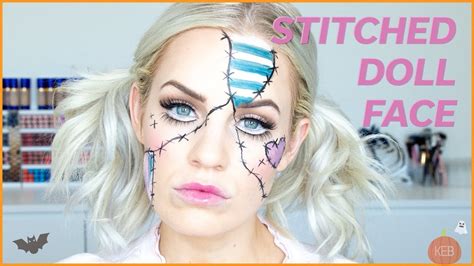 Halloween Makeup Tutorial Stitched Doll Face Keb Youtube