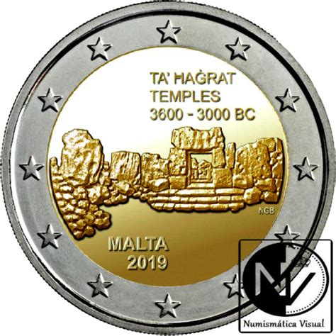 Templos De Ta Ħaġrat En Moneda De 2 Euros Malta 2019 Numismatica Visual