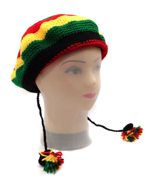 UNISEX RASTA REGGAE JAMAICA SLOUCHY KNIT BEANIE BERET CAP ...