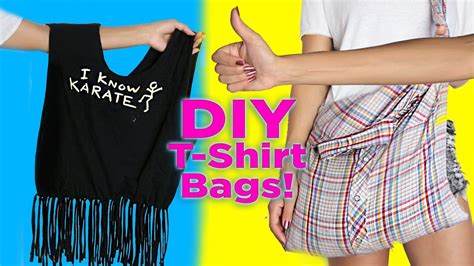 Diy T Shirt Bag No Sew 2 Diy T Shirt Tote Bags Easy Diy Youtube