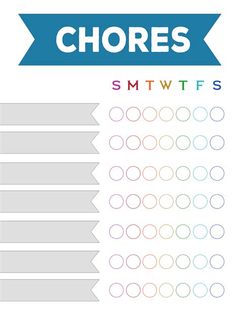 Free Printable Weekly Chore Charts Paper Trail Design