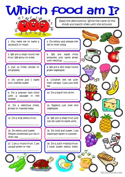 Which Food Am I Vocabular English Esl Worksheets Pdf And Doc