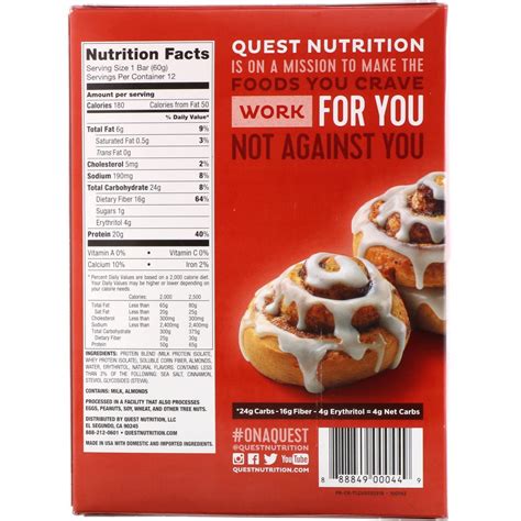 Cinnamon Roll Quest Bar Nutrition Nutrition Pics