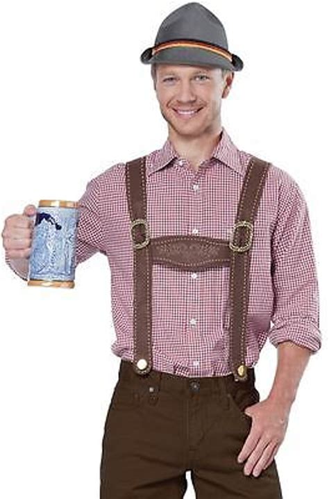 california costumes adult lederhosen kit hat suspenders oktoberfest beer german fearless apparel