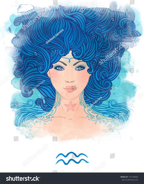 Illustration Aquarius Astrological Sign Beautiful Girl Stock